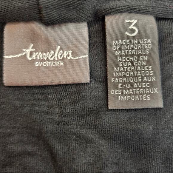 Travelers by Chico's Black Open Front Cardigan with Roushed Wrists Chico 3 US 16 - Picture 4 of 9